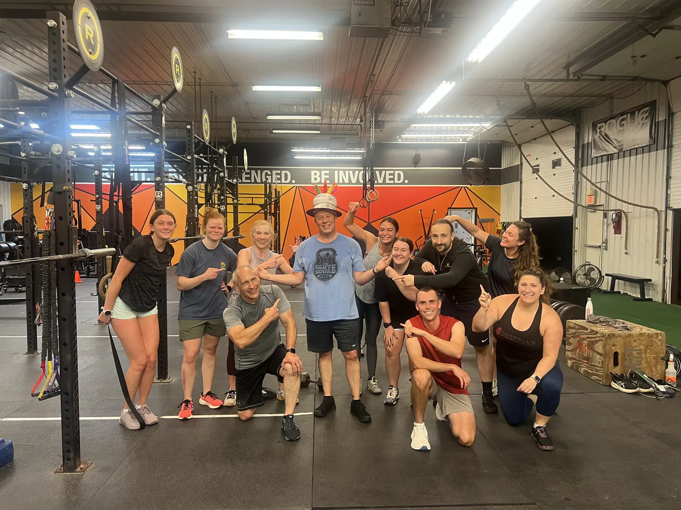 A full class of Pro-Fit members together on the gym floor